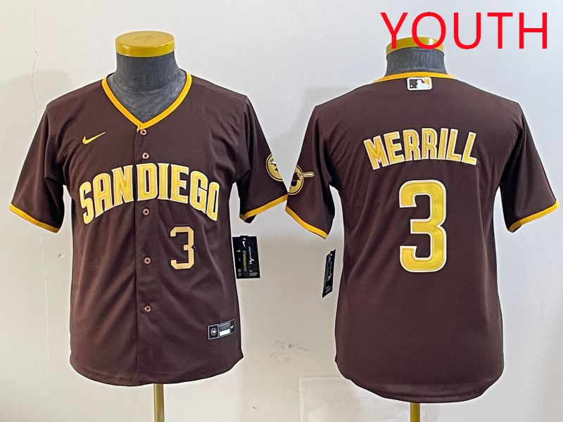 Youth San Diego Padres #3 Merrill Brown Game 2025 Nike MLB Jersey style 8->youth mlb jersey->Youth Jersey